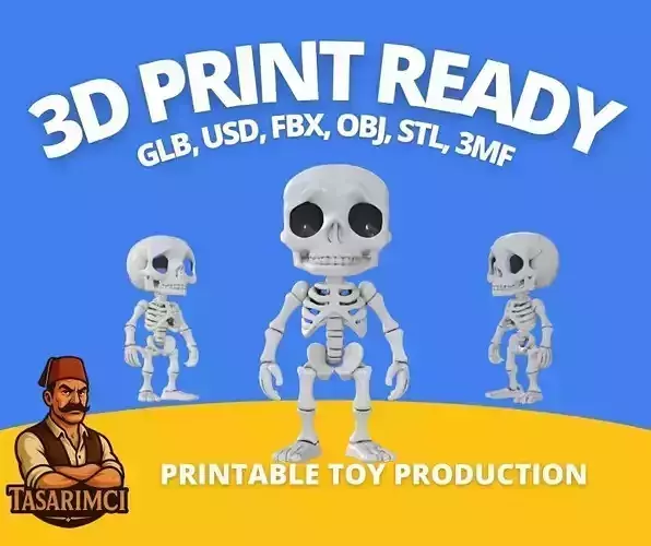 Articulated Skull Toy Figure 3D Print Ready 3D print model