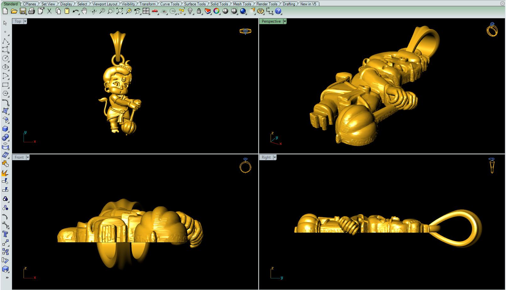 Bal Hanuman pendant file 3D print model_3