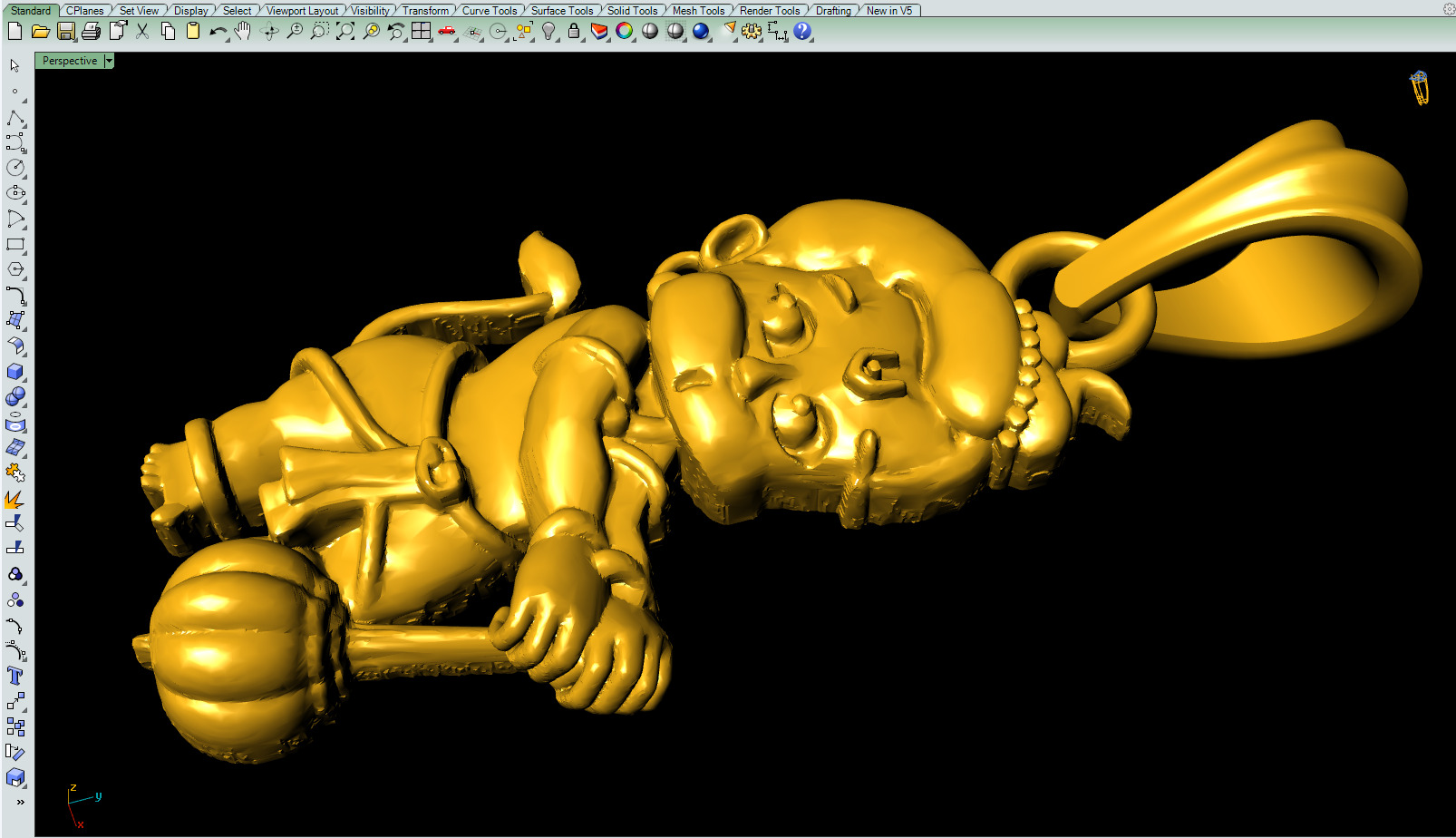 Bal Hanuman pendant file 3D print model_7