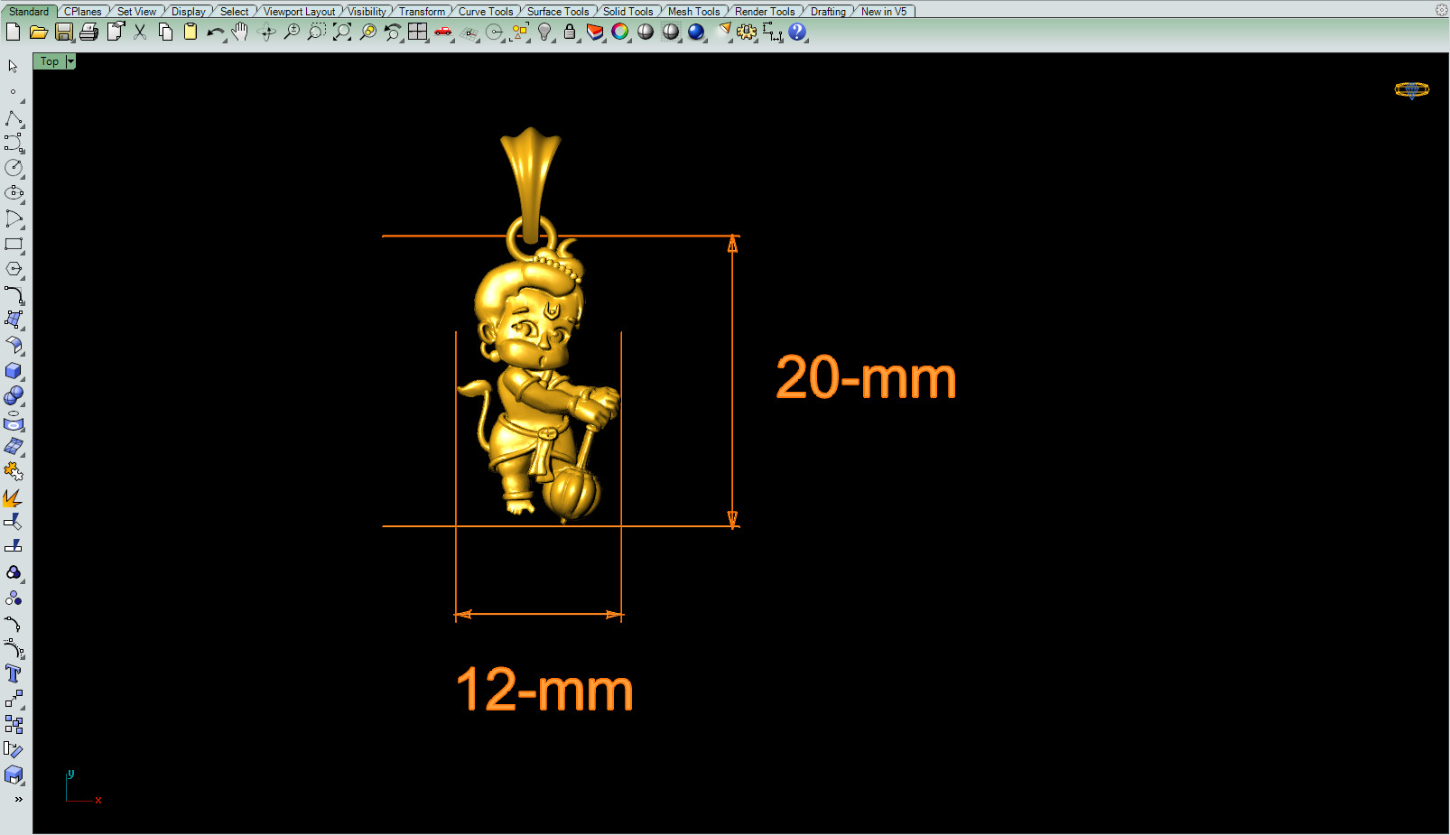 Bal Hanuman pendant file 3D print model_2