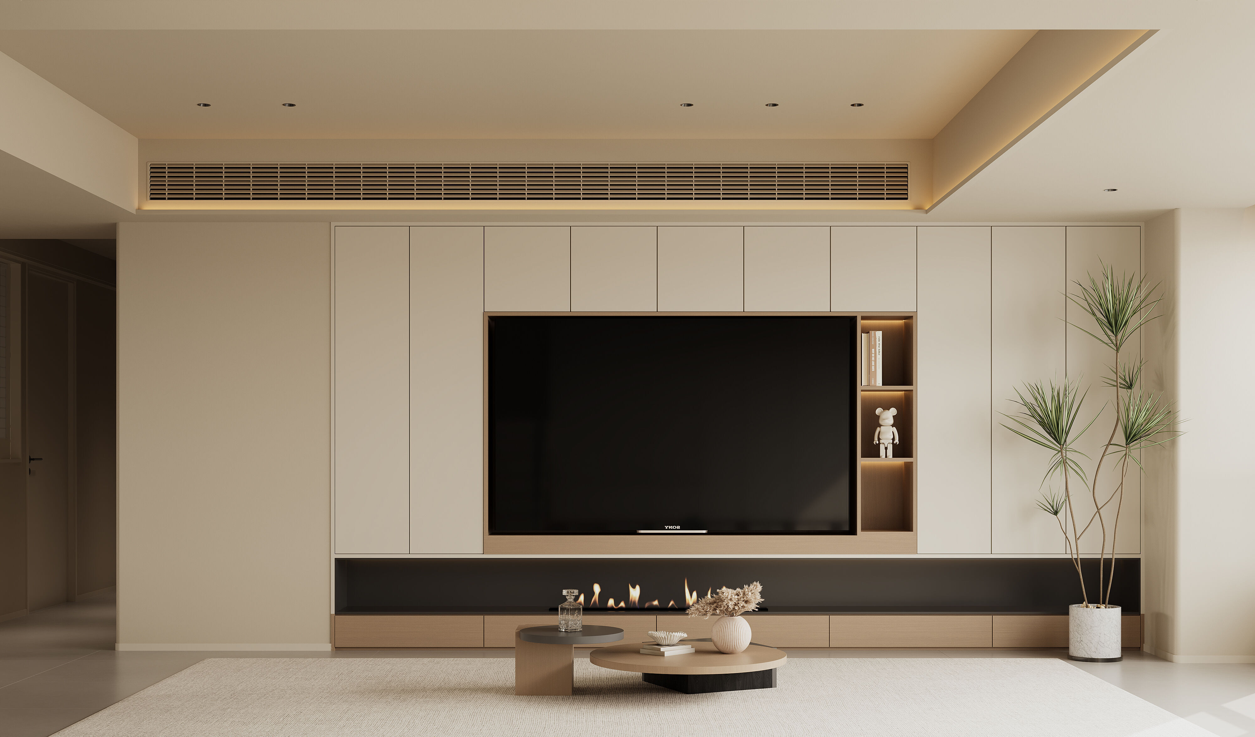 Warm  modern living room scene 3D model_3