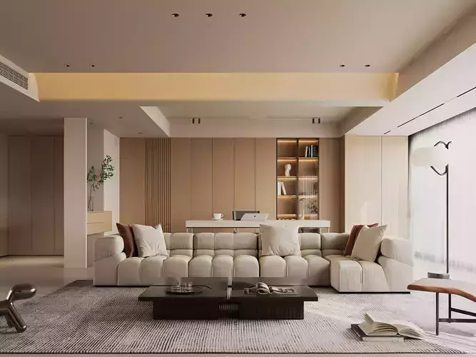 Warm  modern living room scene