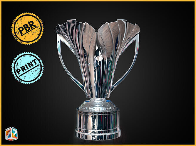 AFC asian Champions League Two Trophy award 2025 - STL 3D Print Low-poly 3D model