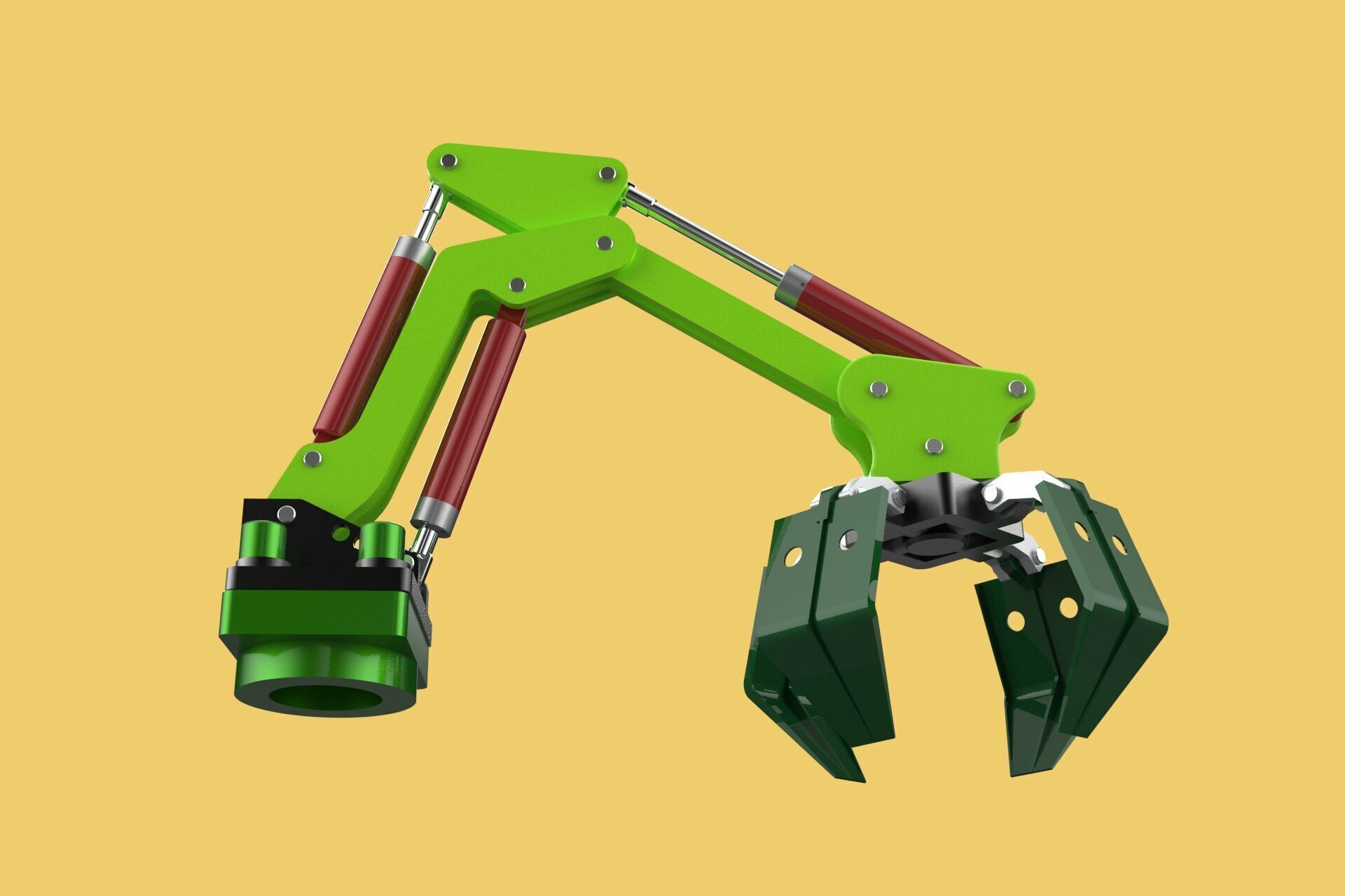 LINK HYDRAULIC THUMB KNUCKLE BOOM ARM CRANE LIFTING ATTACHMENT 3D model_27
