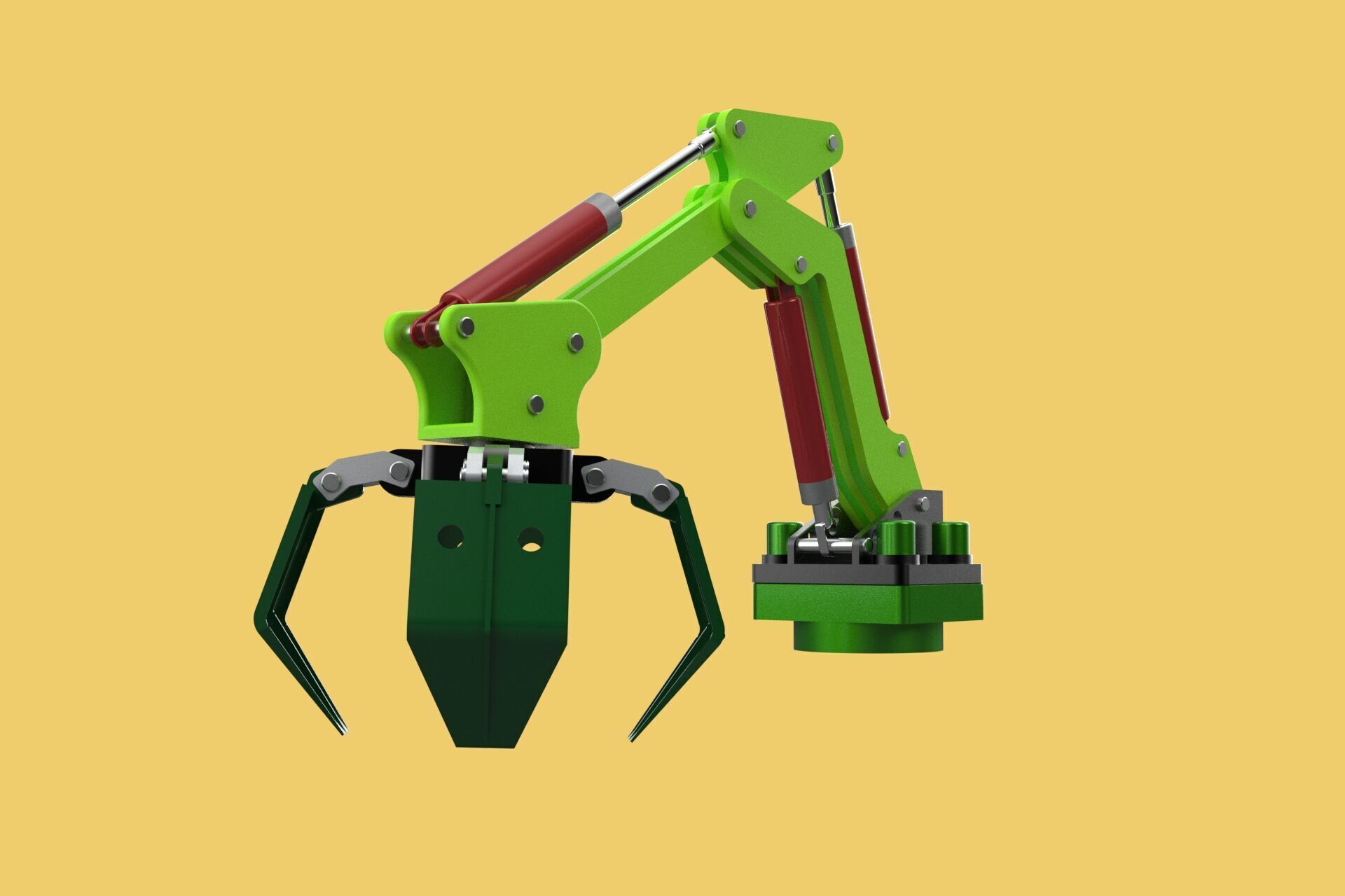 LINK HYDRAULIC THUMB KNUCKLE BOOM ARM CRANE LIFTING ATTACHMENT 3D model_15