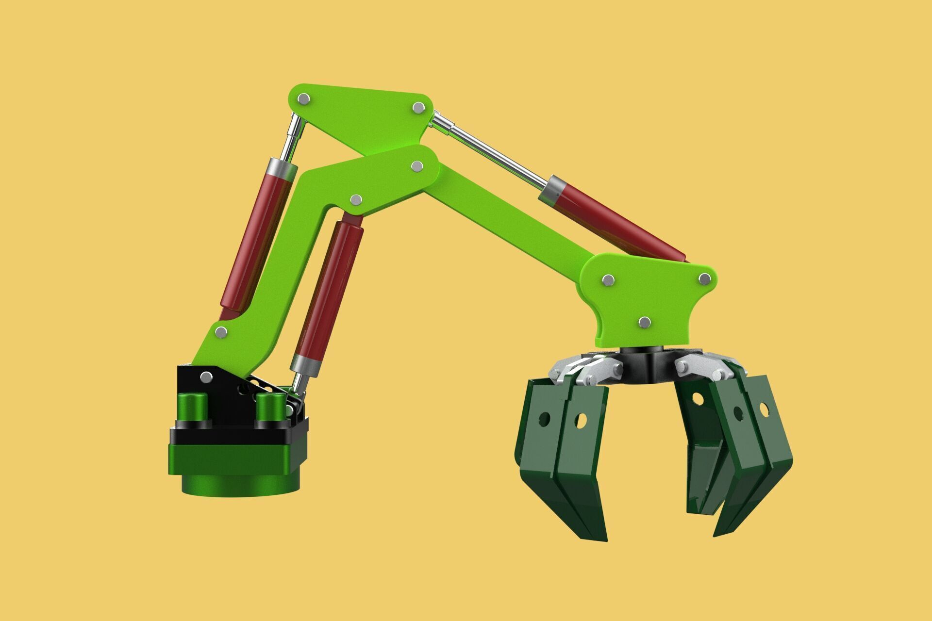 LINK HYDRAULIC THUMB KNUCKLE BOOM ARM CRANE LIFTING ATTACHMENT 3D model_11