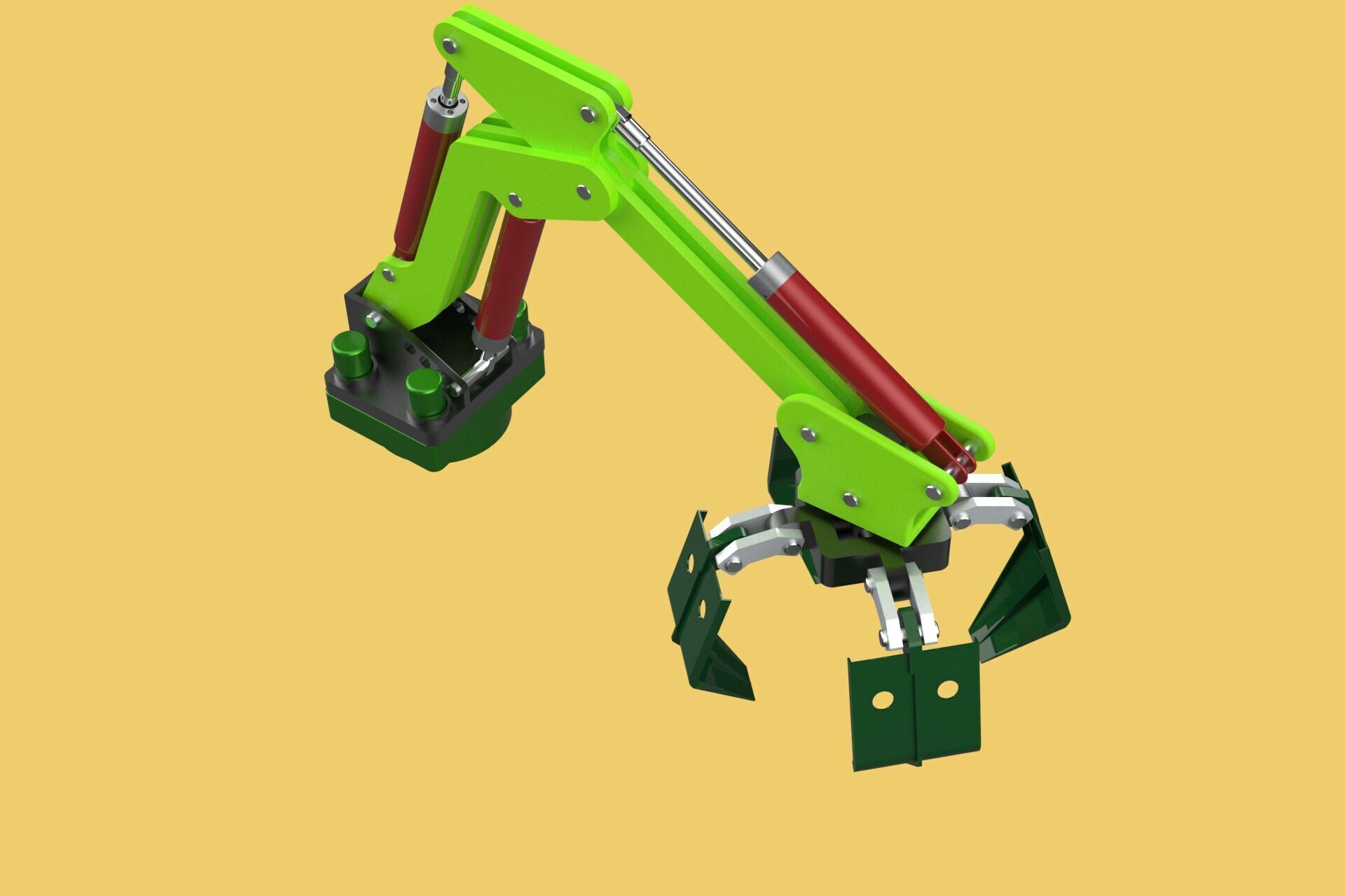 LINK HYDRAULIC THUMB KNUCKLE BOOM ARM CRANE LIFTING ATTACHMENT 3D model_8