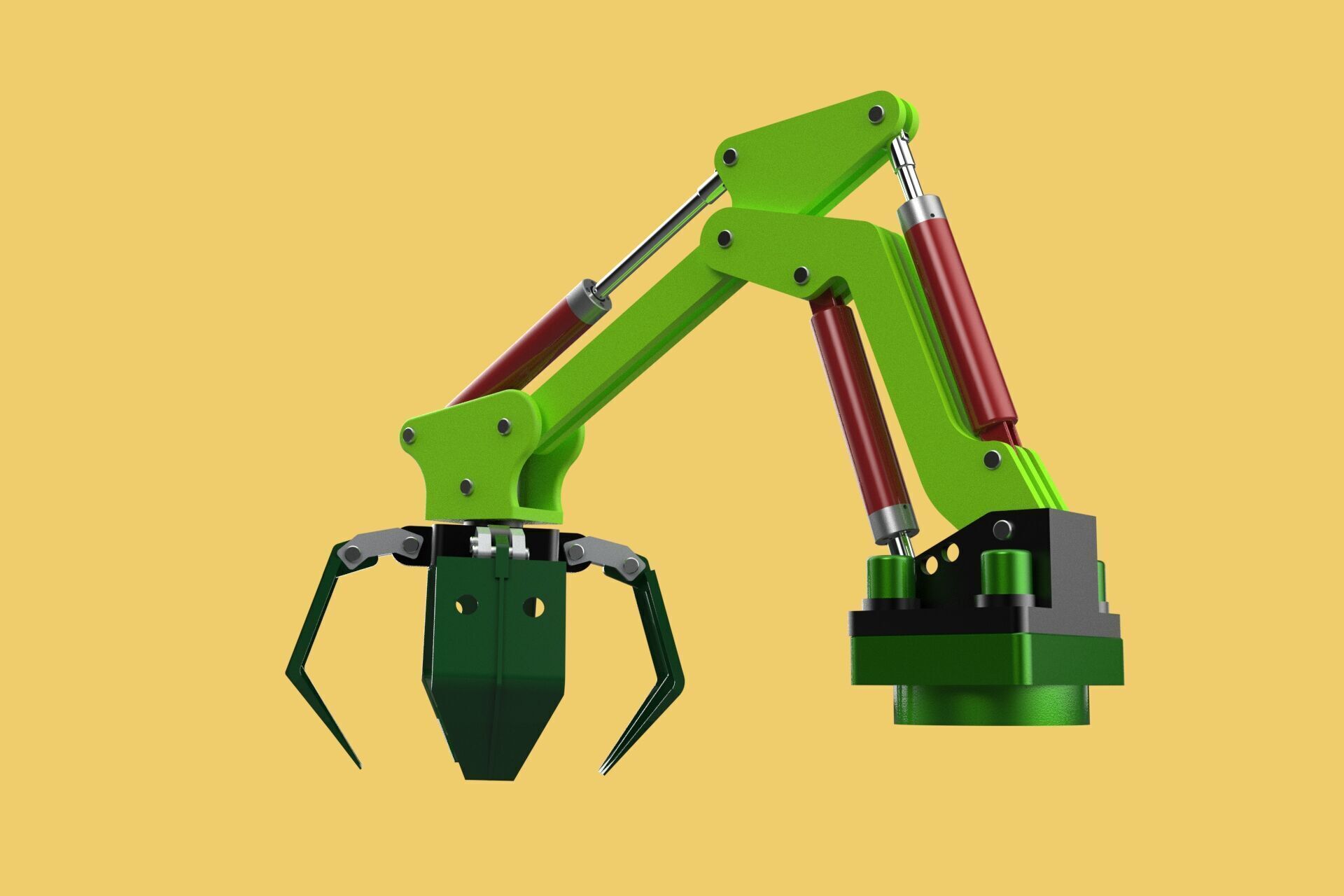 LINK HYDRAULIC THUMB KNUCKLE BOOM ARM CRANE LIFTING ATTACHMENT 3D model_16