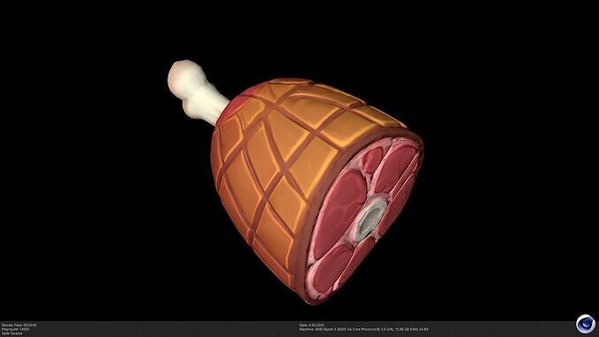 Stylized Ham Leg  - AI Low-poly 3D model