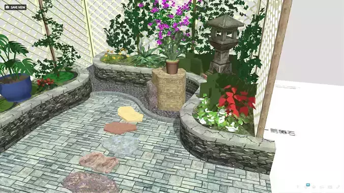 Oriental Courtyard Kit Mini Miniature Chinese Terrace Garden 3D model