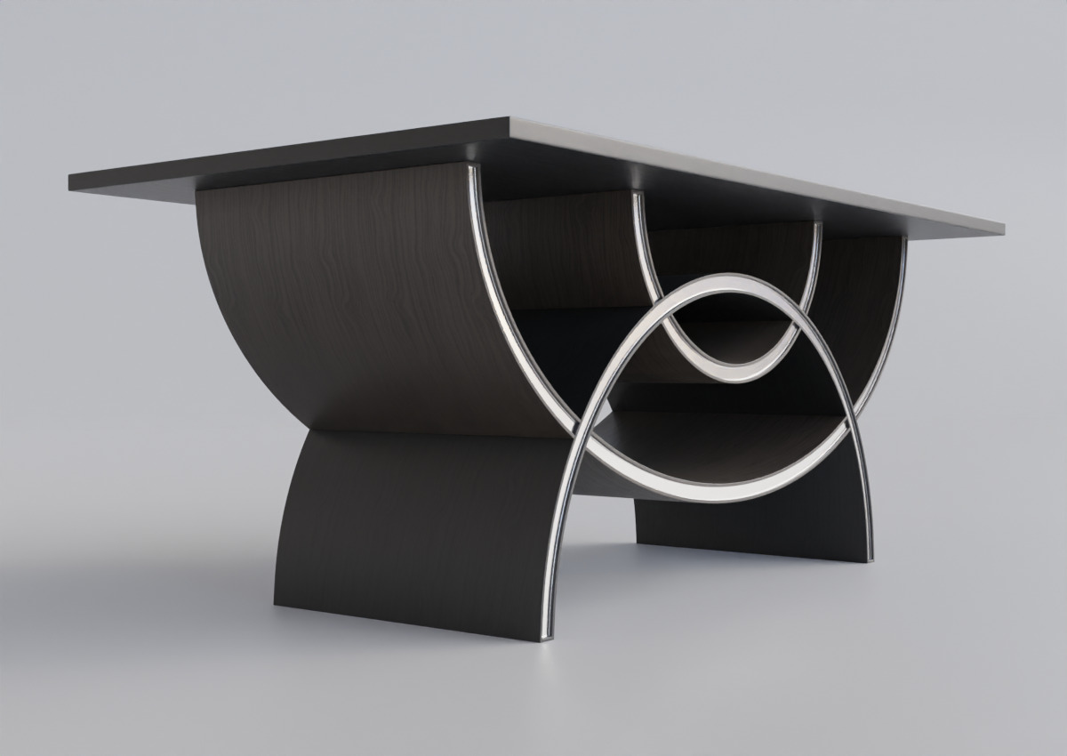 Small Wooden Table Low-poly 3D model_1