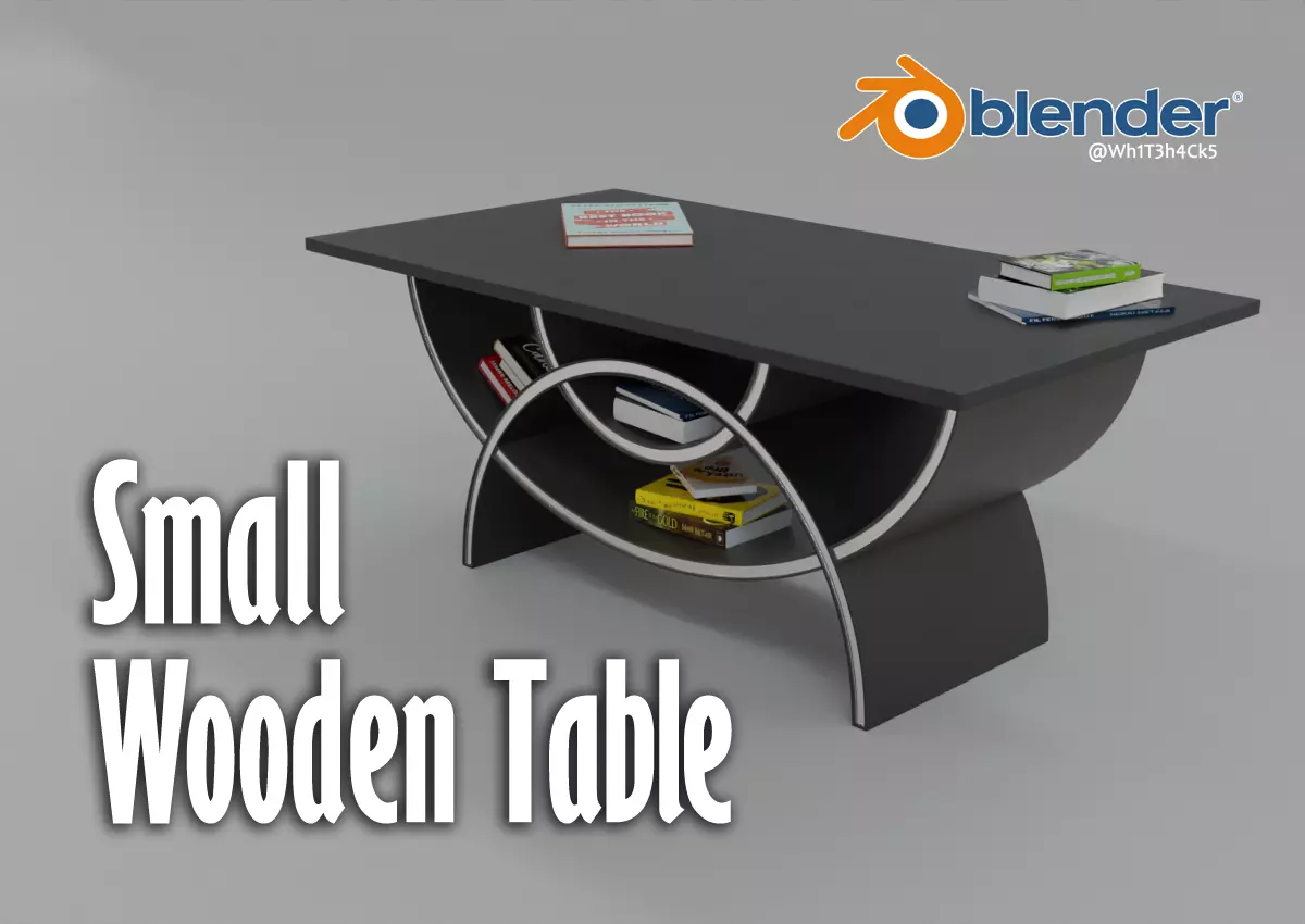 Small Wooden Table Low-poly 3D model_0