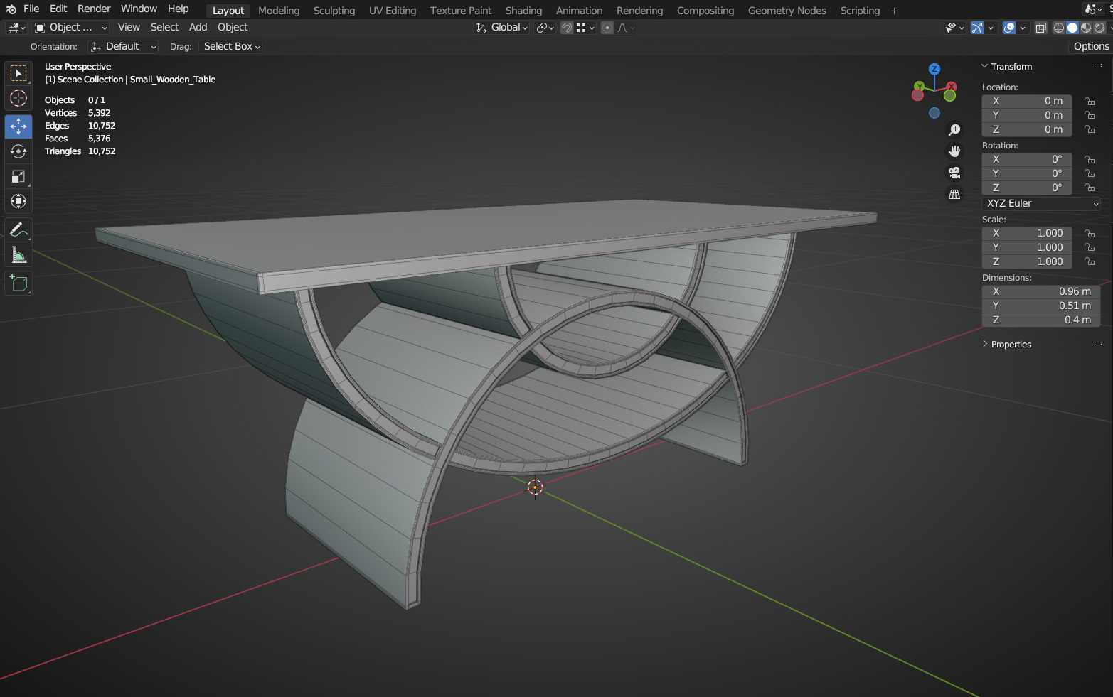 Small Wooden Table Low-poly 3D model_10