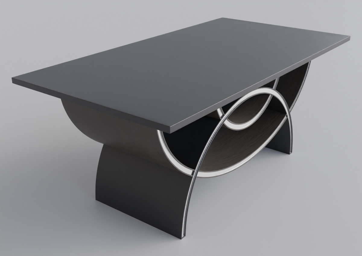 Small Wooden Table Low-poly 3D model_2