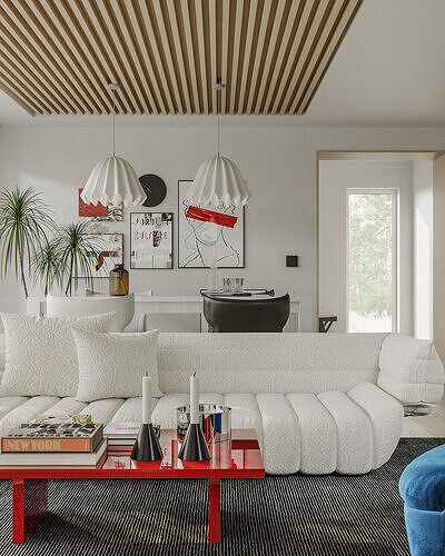 Comfortable interior living scene living room 3D model 4