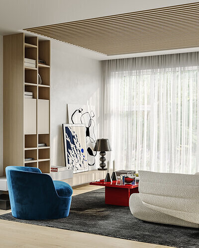 Comfortable interior living scene living room 3D model 2