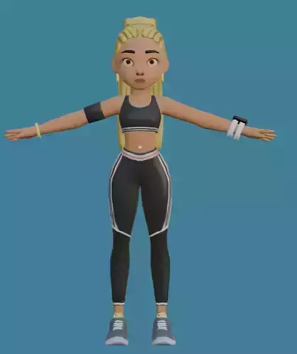 Blonde girl Low-poly 3D model