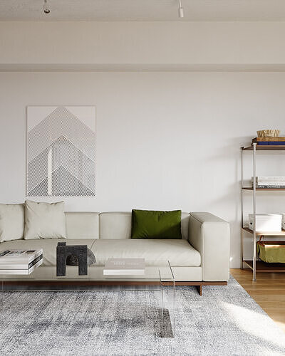 Comfortable modern studio scene 3D model 2