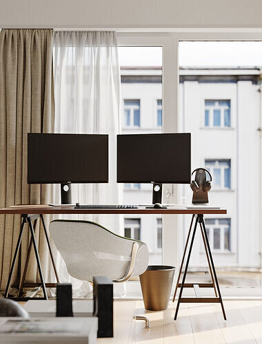 Comfortable modern studio scene 3D model 7