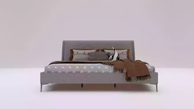 Modern Minimalist Bed 3D HQ model Low-poly 3D model