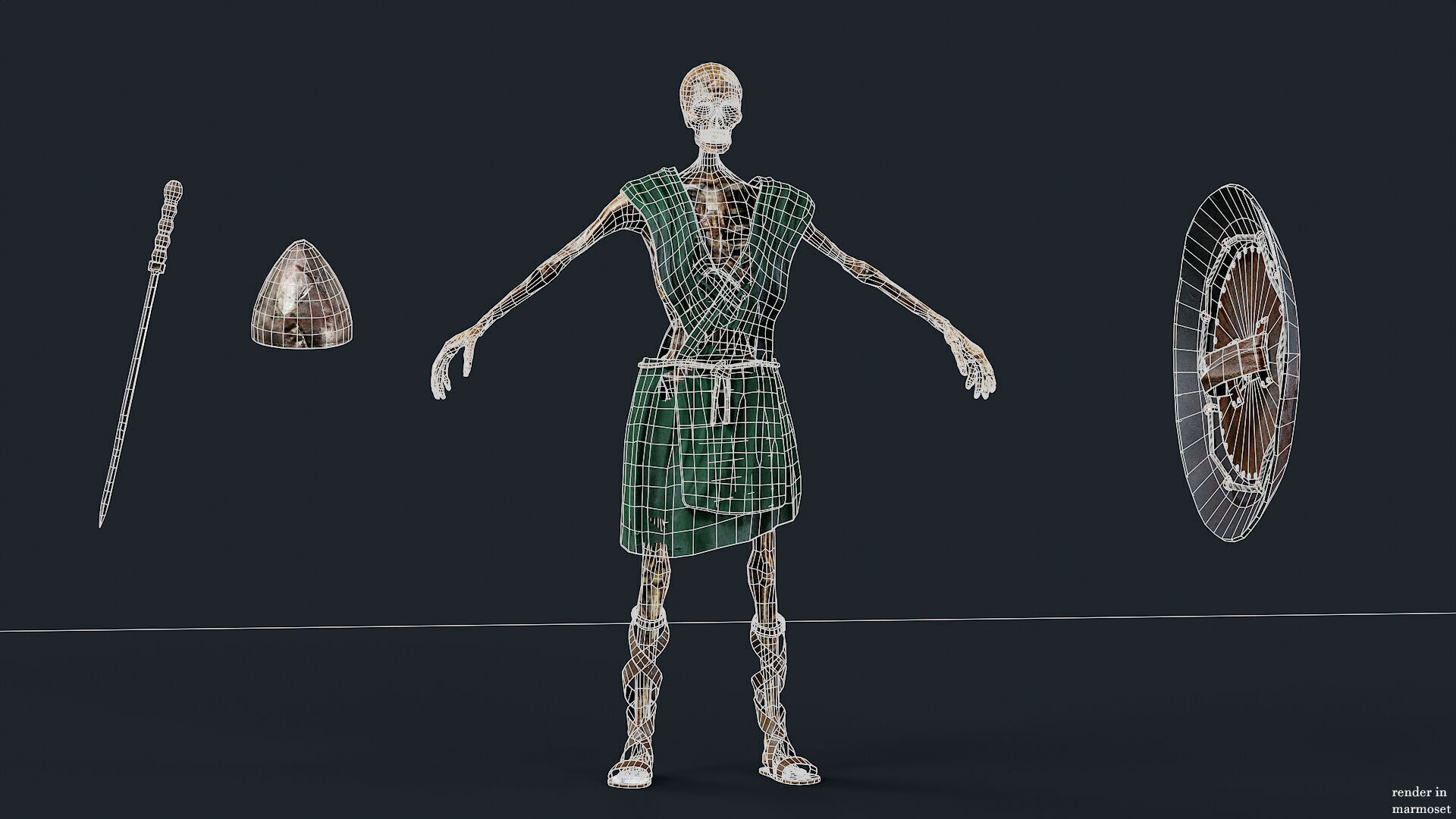 SKELETON SPARTAN ILOTE  Low-poly 3D model_9