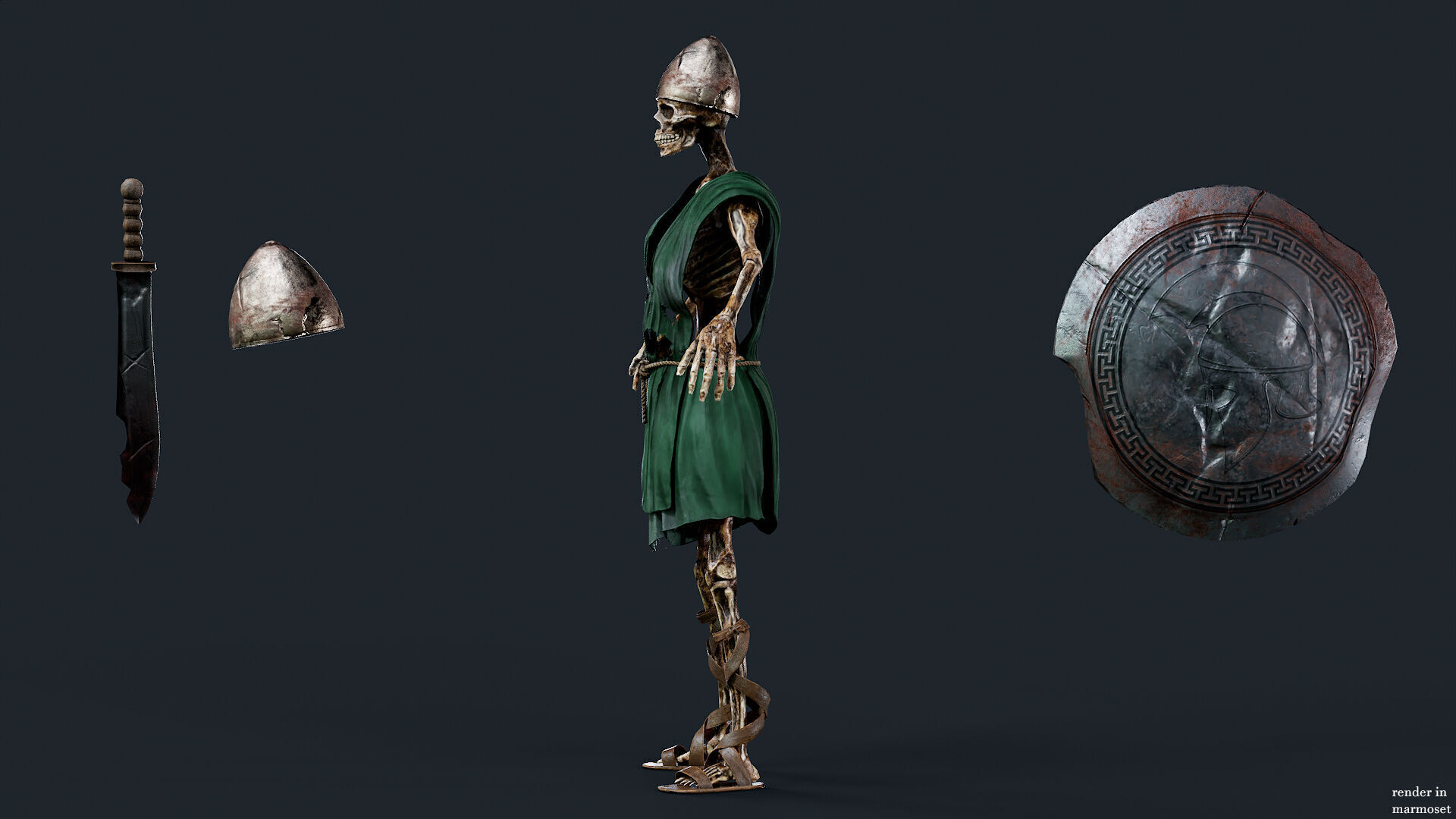 SKELETON SPARTAN ILOTE  Low-poly 3D model_5