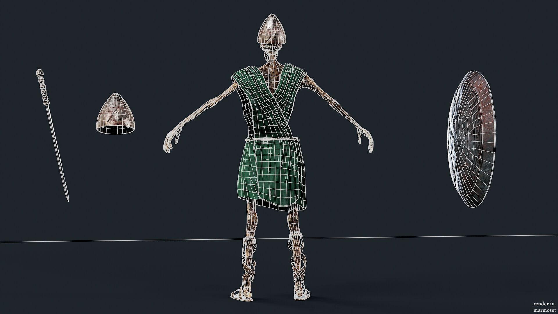 SKELETON SPARTAN ILOTE  Low-poly 3D model_11