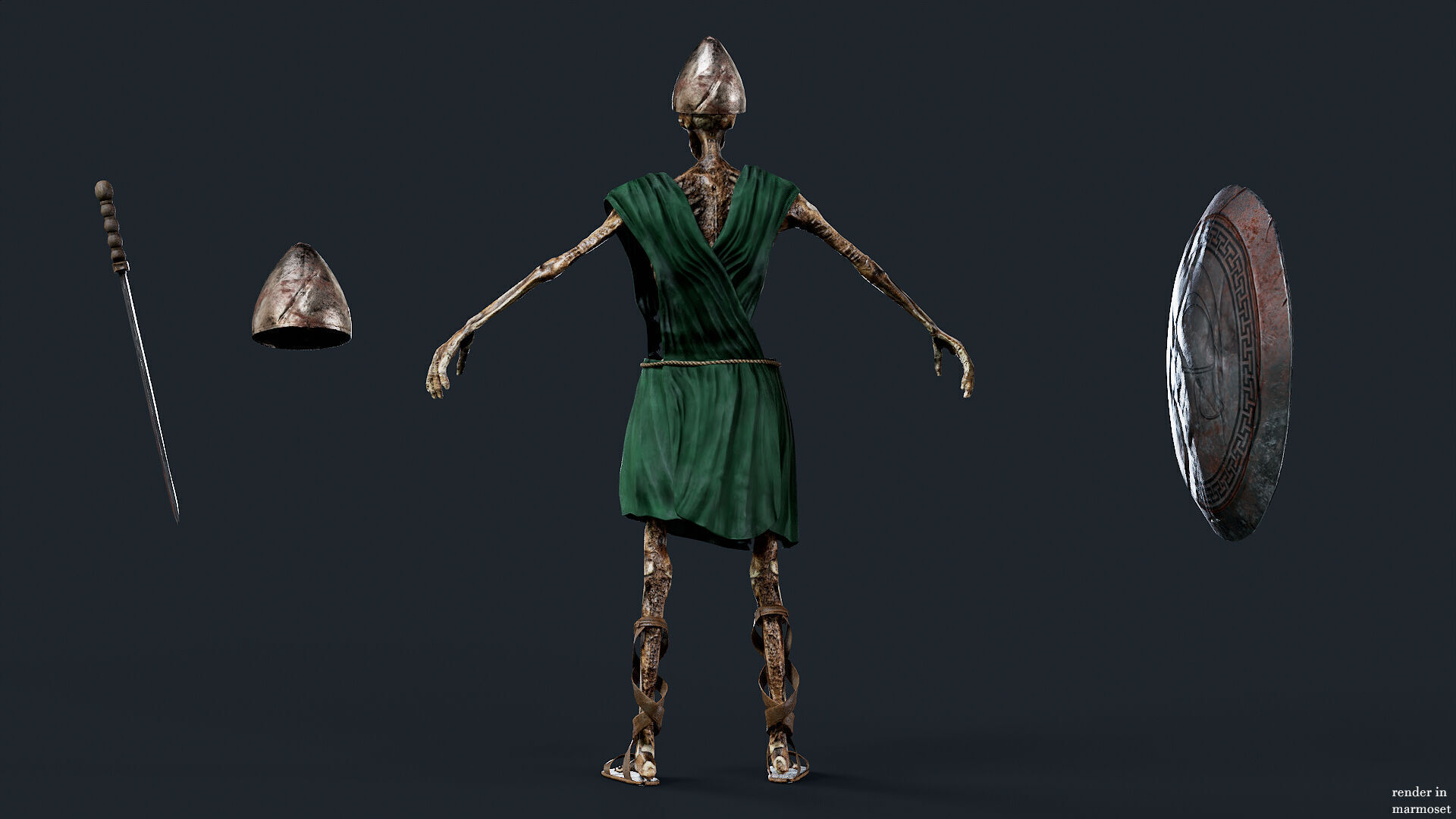 SKELETON SPARTAN ILOTE  Low-poly 3D model_6