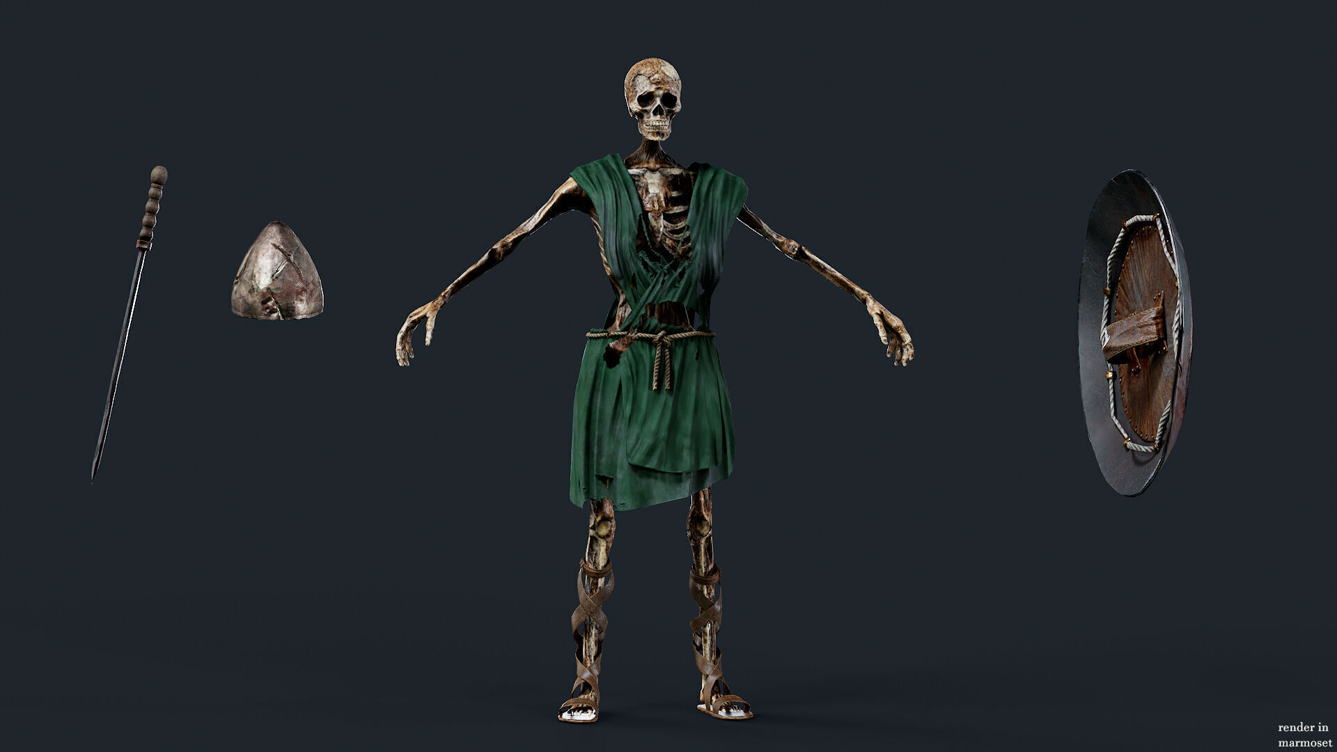 SKELETON SPARTAN ILOTE  Low-poly 3D model_7