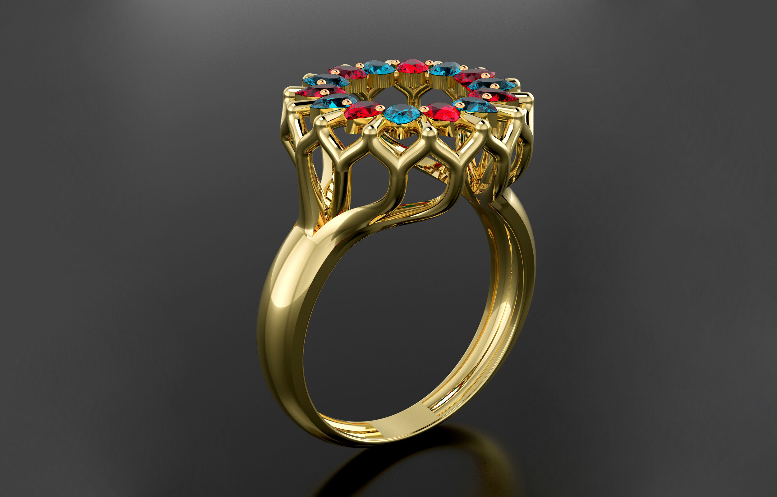 cluster ring 3D print model_4