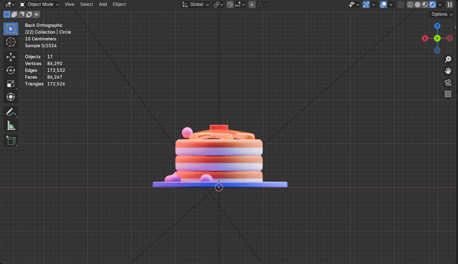 3D Blender Pancake Set Comes with Star Syrup and Pink Berries Low-poly 3D model_5