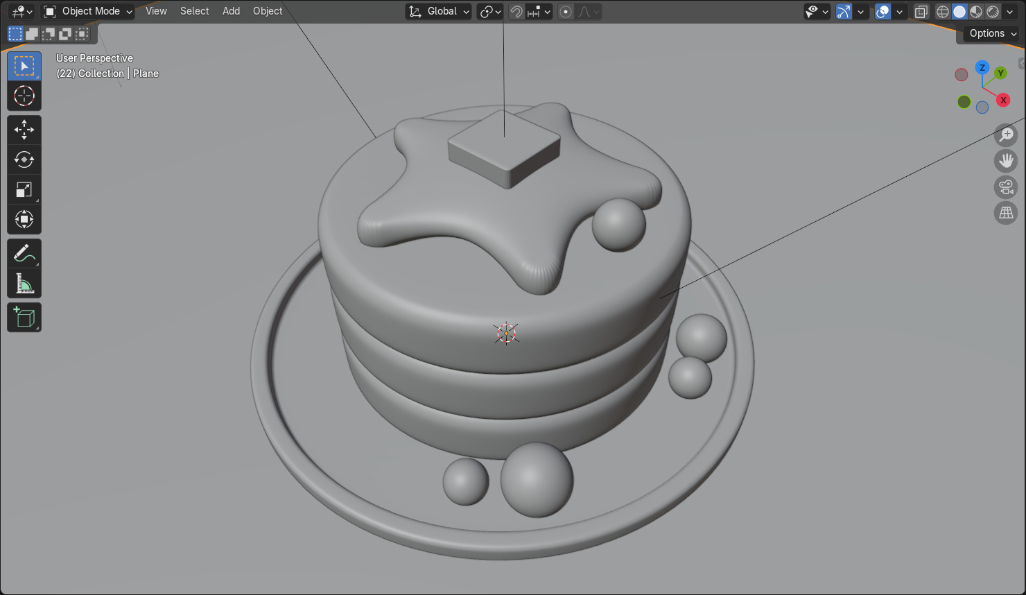 3D Blender Pancake Set Comes with Star Syrup and Pink Berries Low-poly 3D model_2