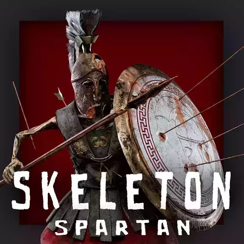 SKELETON SPARTAN HOPLITE  Low-poly 3D model