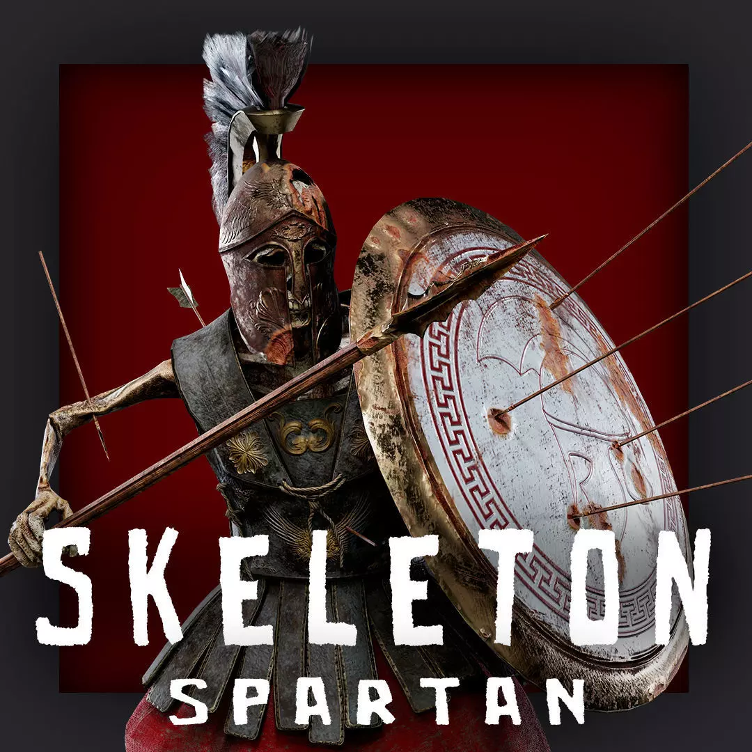 SKELETON SPARTAN HOPLITE  Low-poly 3D model_0