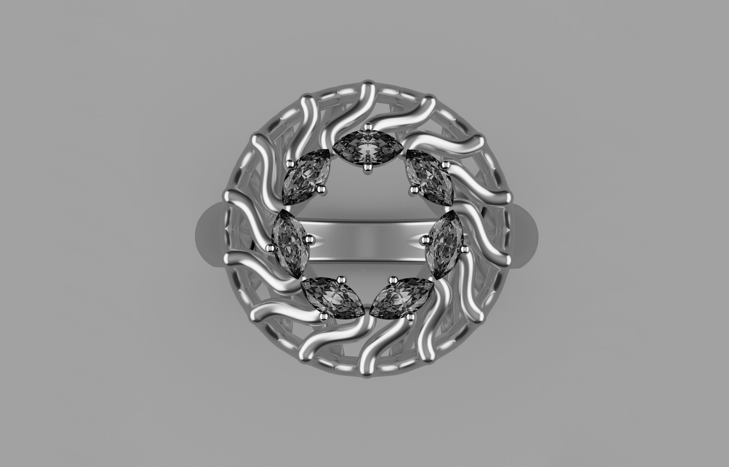 Cluster ring 3D print model_3