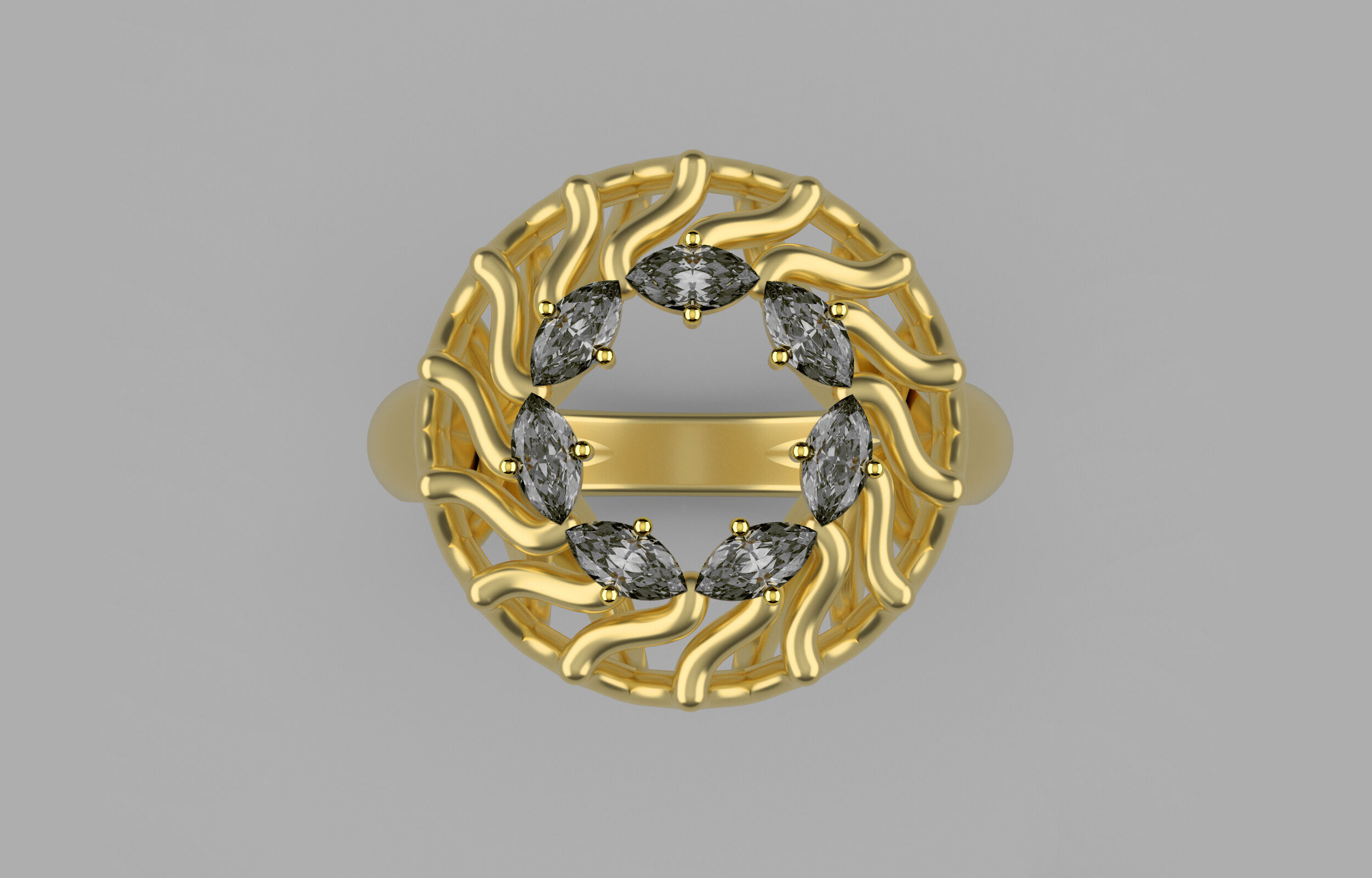 Cluster ring 3D print model_1
