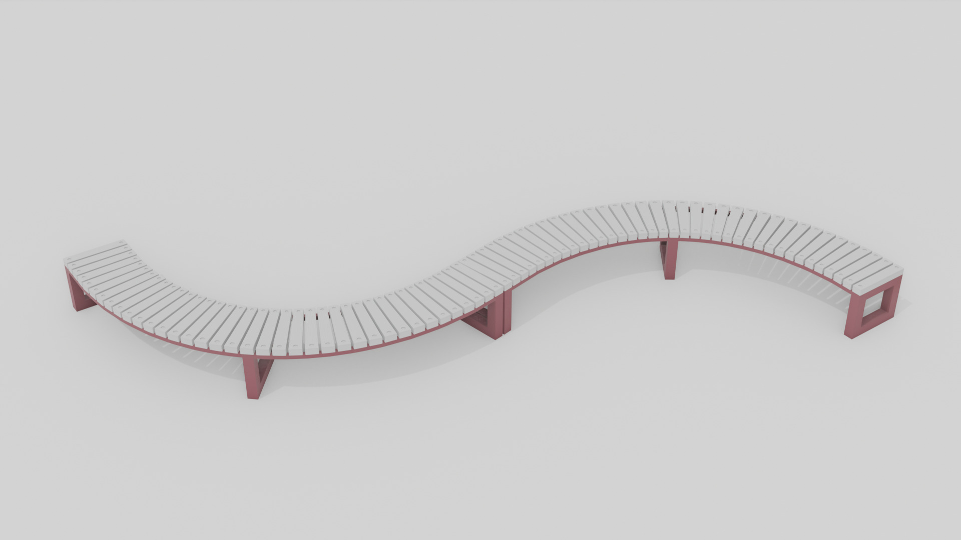 Outdoor Wooden Bench 10 Low-poly 3D model_3