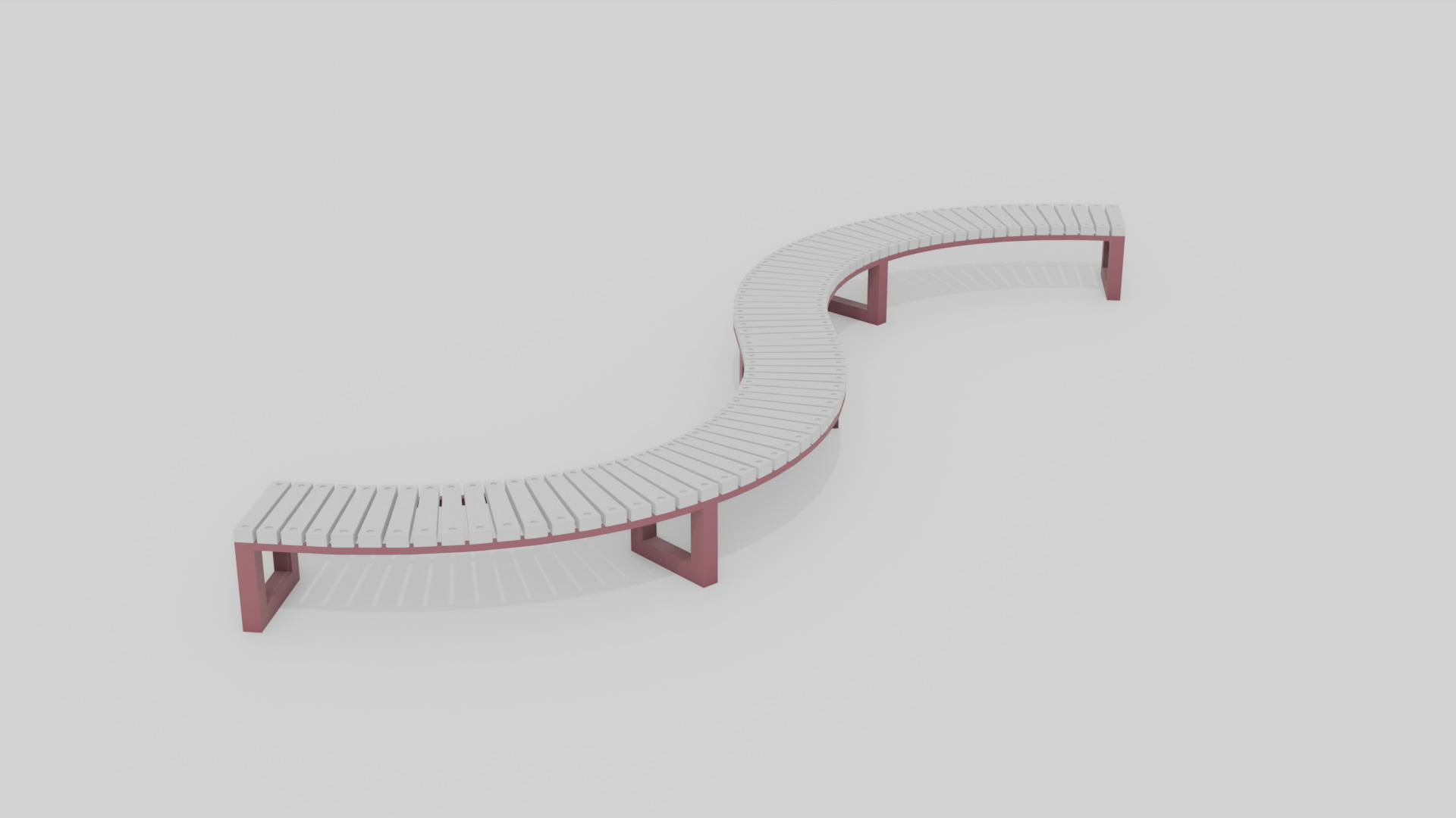 Outdoor Wooden Bench 10 Low-poly 3D model_4