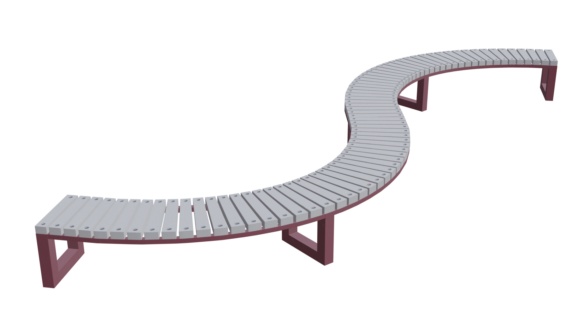 Outdoor Wooden Bench 10 Low-poly 3D model_8