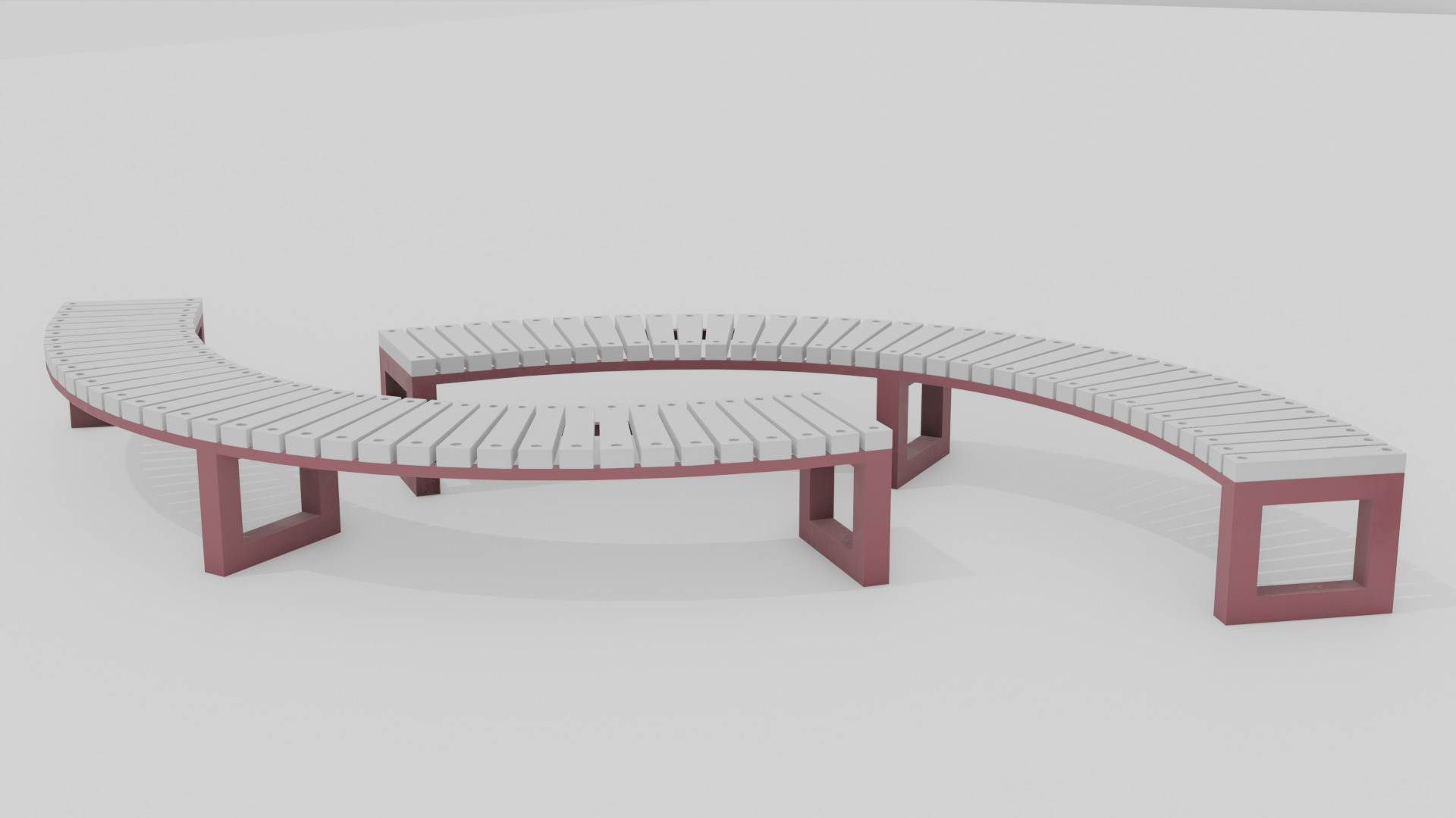 Outdoor Wooden Bench 10 Low-poly 3D model_6