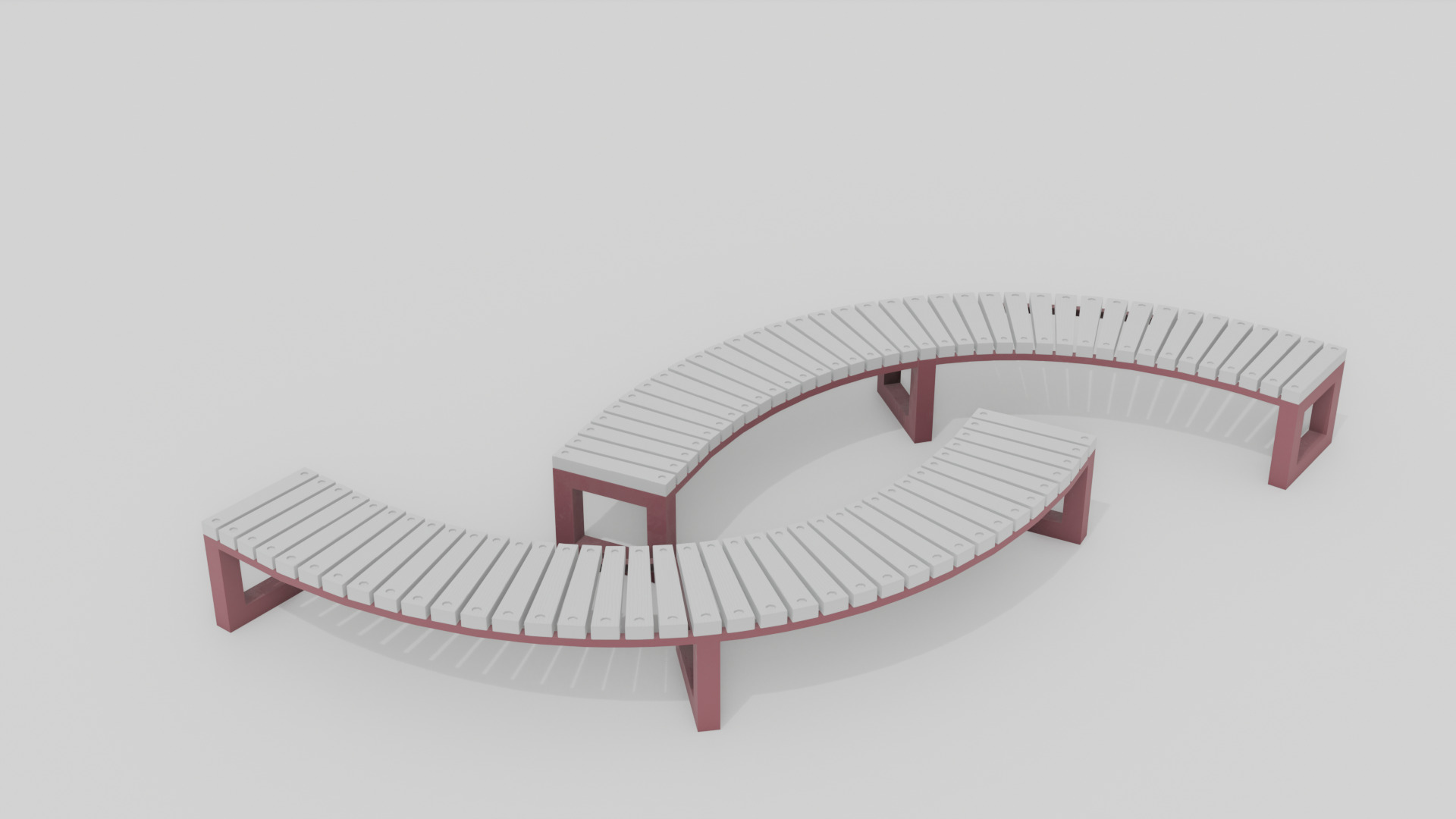 Outdoor Wooden Bench 10 Low-poly 3D model_5