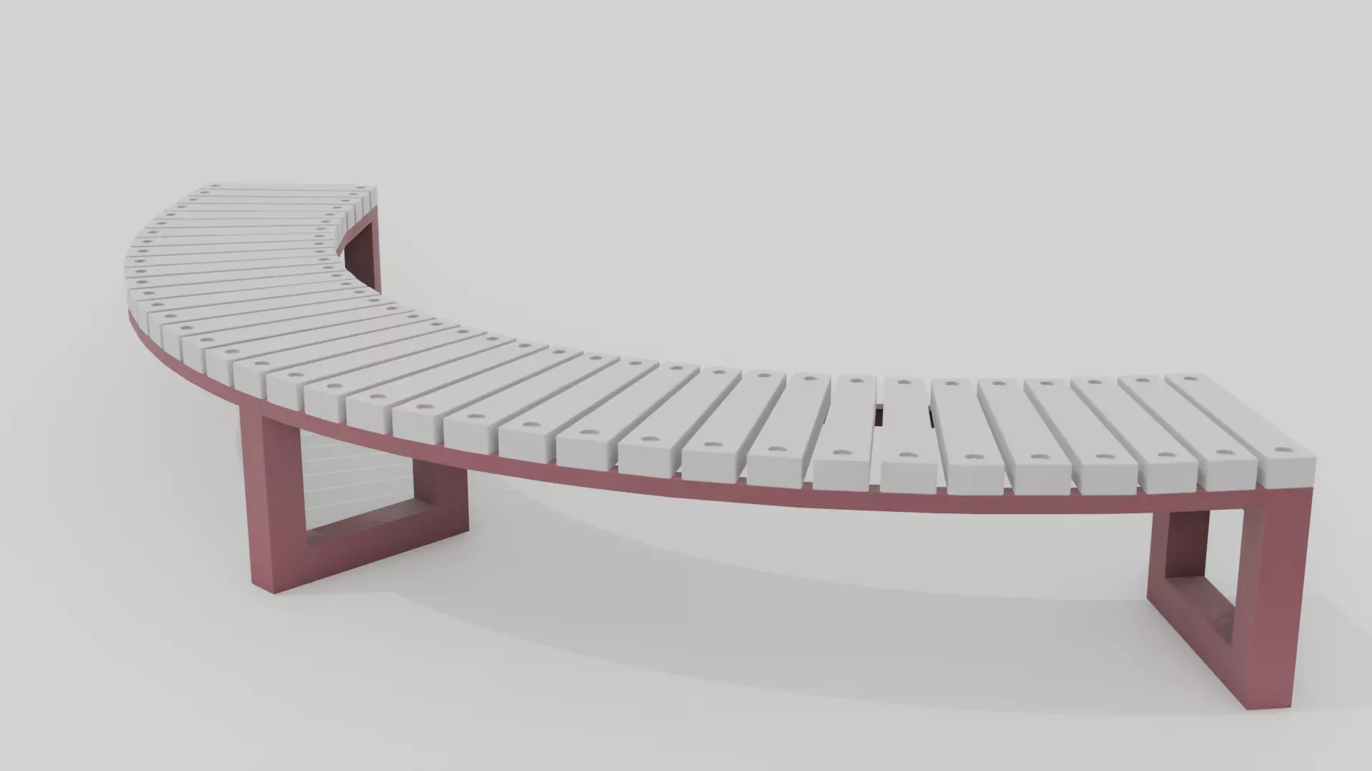 Outdoor Wooden Bench 10 Low-poly 3D model_0
