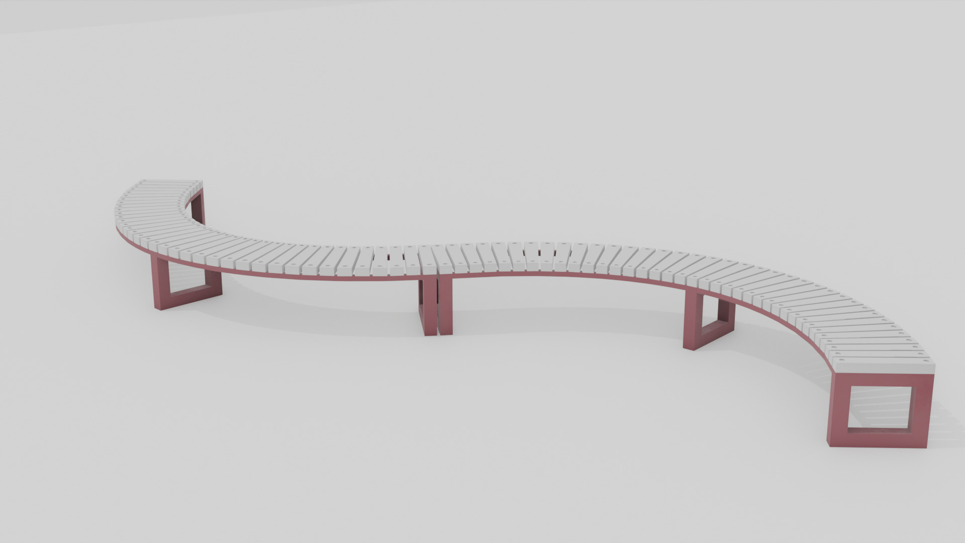Outdoor Wooden Bench 10 Low-poly 3D model_2