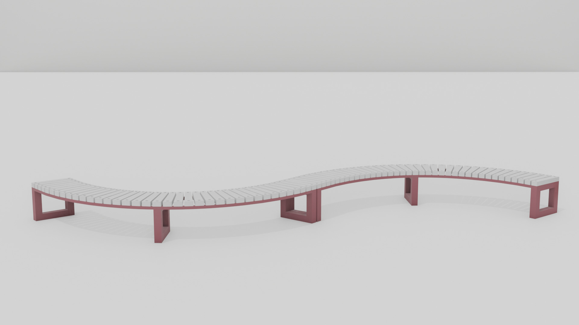 Outdoor Wooden Bench 10 Low-poly 3D model_7