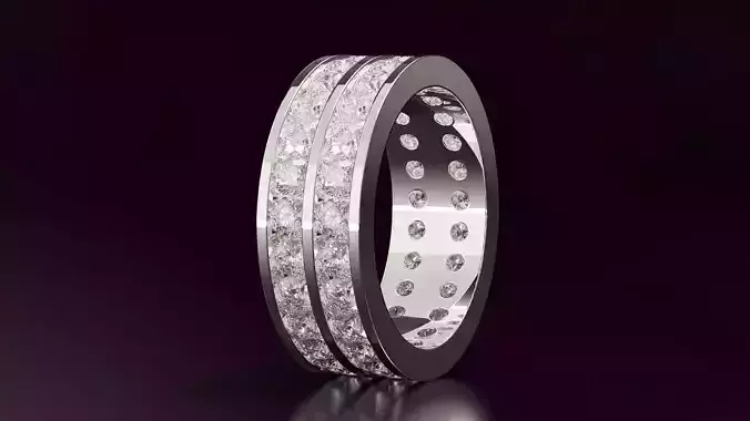 2line round cut eternity ring 54EU size