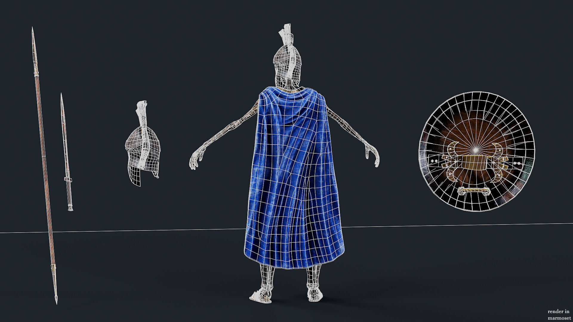 SKELETON SPARTAN H HOPLITE Low-poly 3D model_12