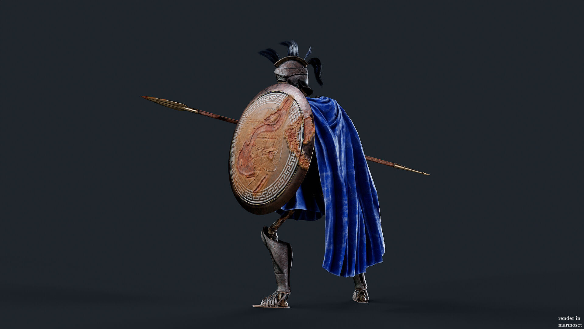 SKELETON SPARTAN H HOPLITE Low-poly 3D model_5