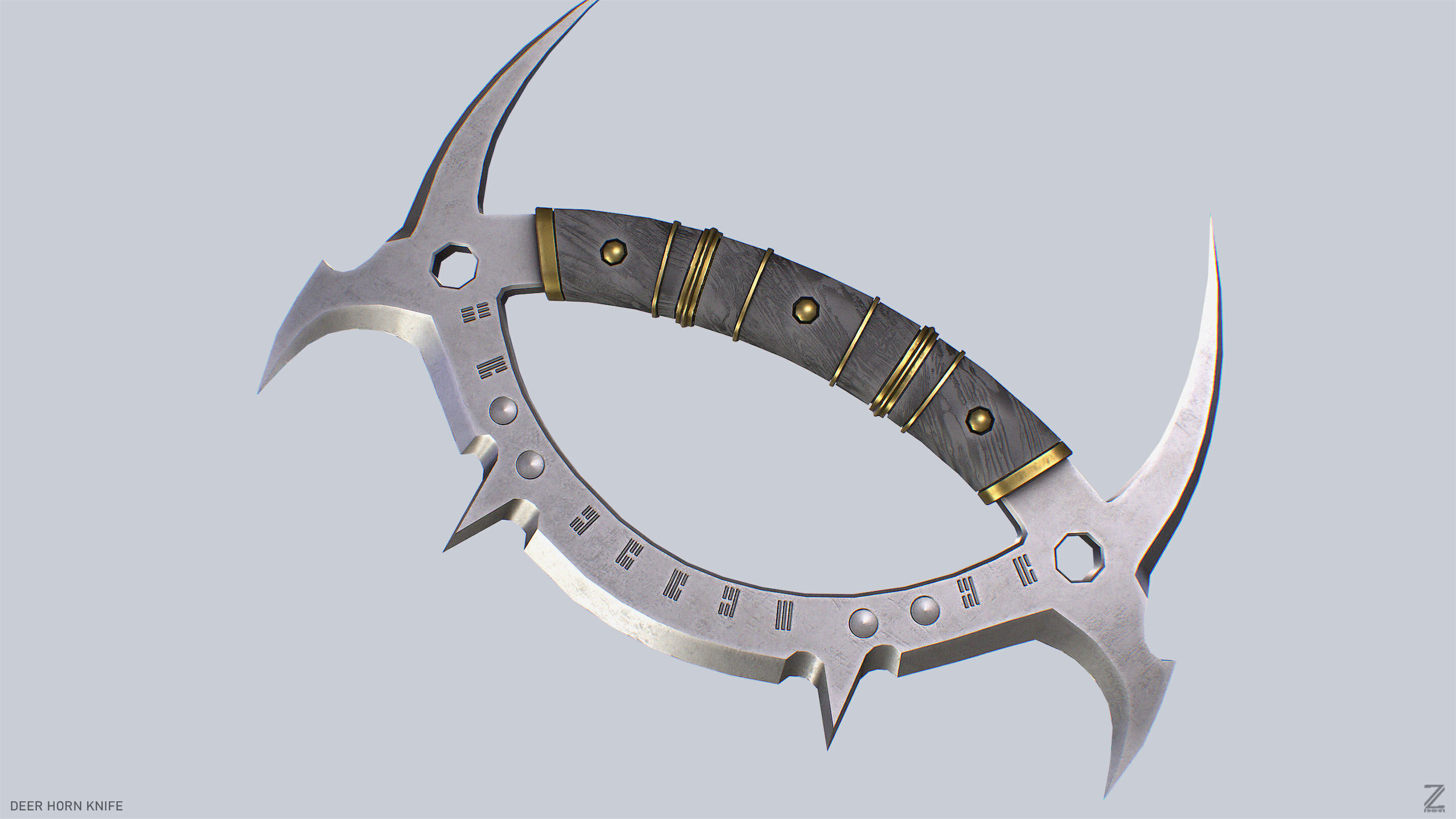Deer horn knife Low-poly 3D model_7