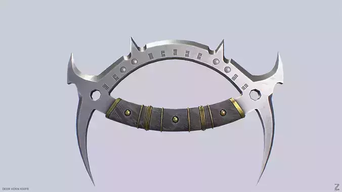 Deer horn knife Low-poly 3D model
