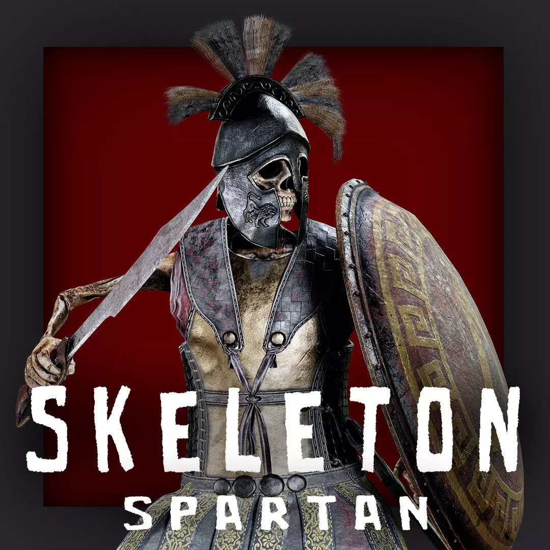 SKELETON SPARTAN COMANDER  Low-poly 3D model_0